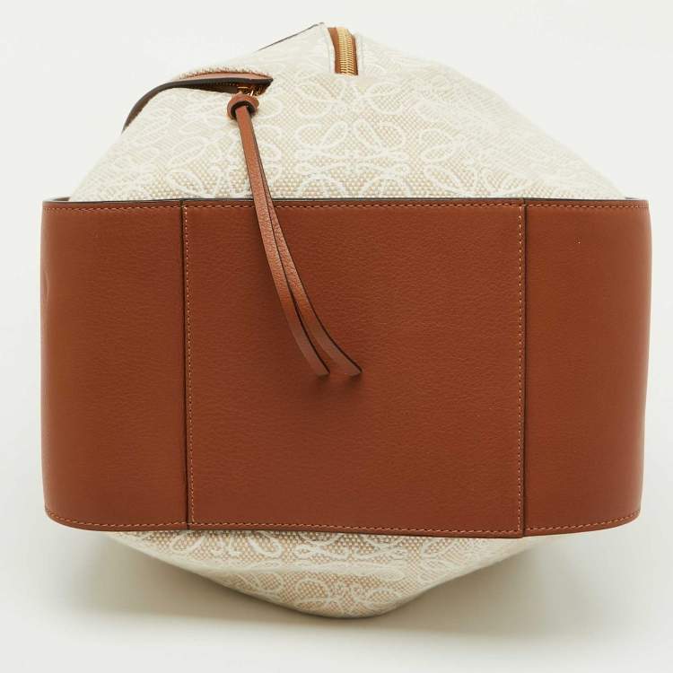 Pre Owned Loewe Beige/Tan Fabric and Leather Hammock Small 2way Hand Shoulder Bag