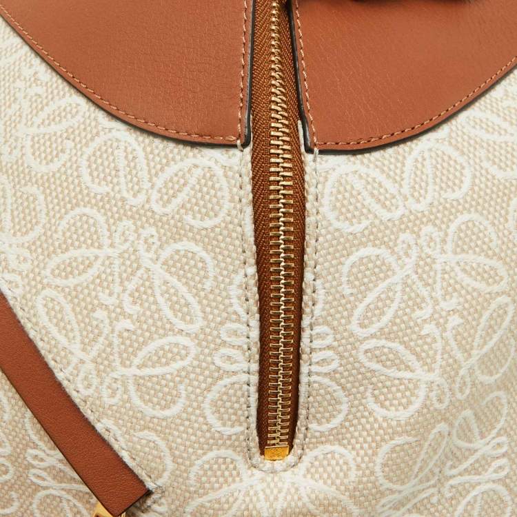 Pre Owned Loewe Beige/Tan Fabric and Leather Hammock Small 2way Hand Shoulder Bag