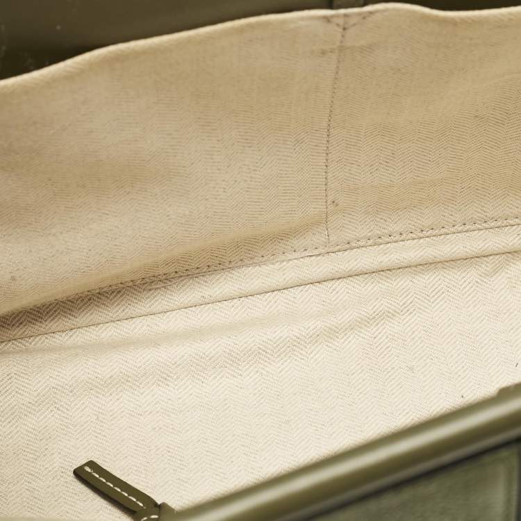 Pre Owned Loewe Olive Green Leather Cushion Tote