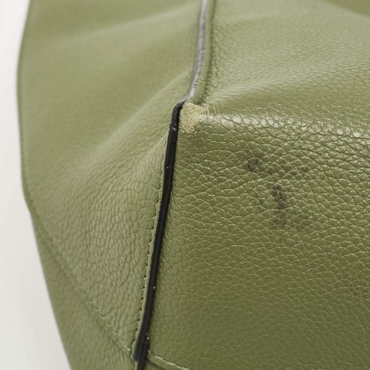 Pre Owned Loewe Olive Green Leather Cushion Tote