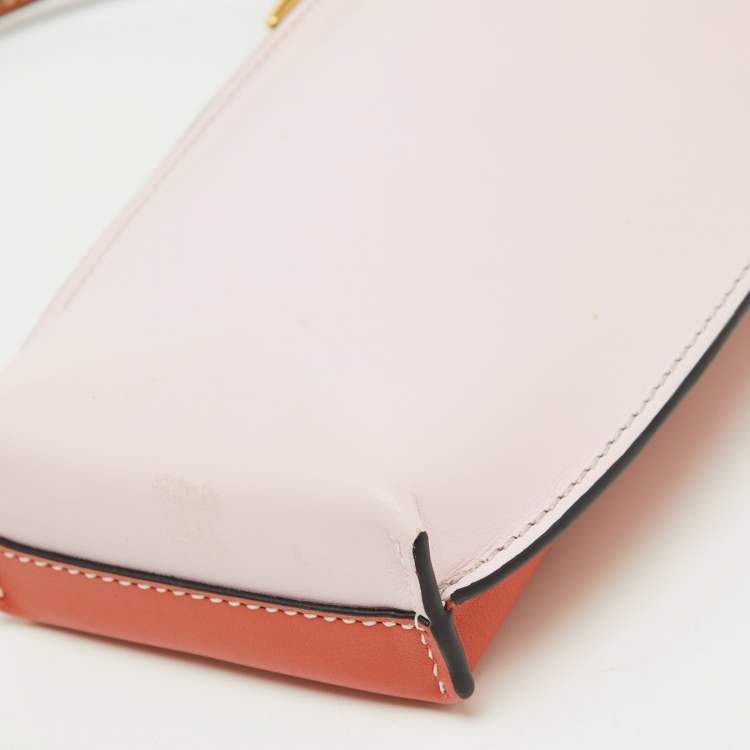 Pre Owned Loewe Rose Pink/Tan Leather Gate Pocket Bag