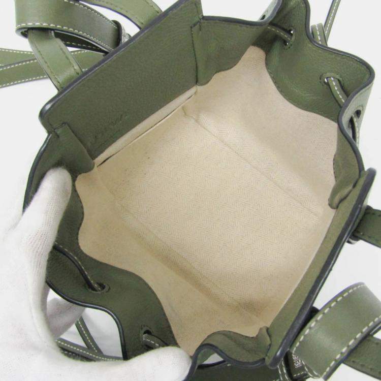 Pre Owned Loewe Green Leather Hammock Drawstring Mini Shoulder Bag