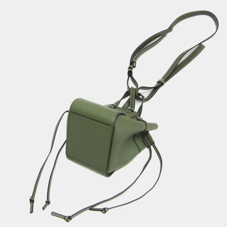 Pre Owned Loewe Green Leather Hammock Drawstring Mini Shoulder Bag