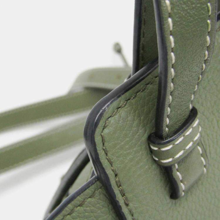 Pre Owned Loewe Green Leather Hammock Drawstring Mini Shoulder Bag