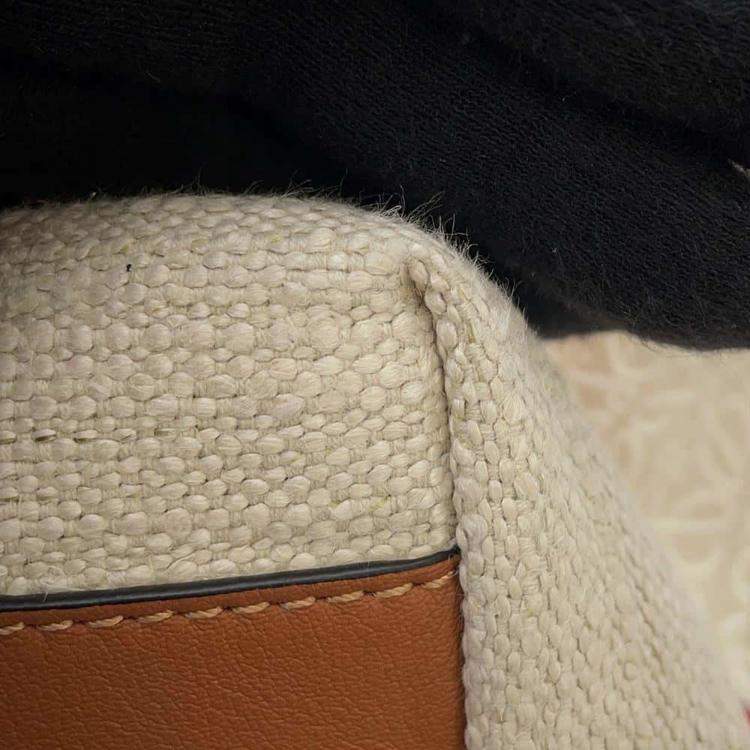 Pre Owned Loewe Bag Beige/Red Canvas Leather  Anagram Cuby Bag