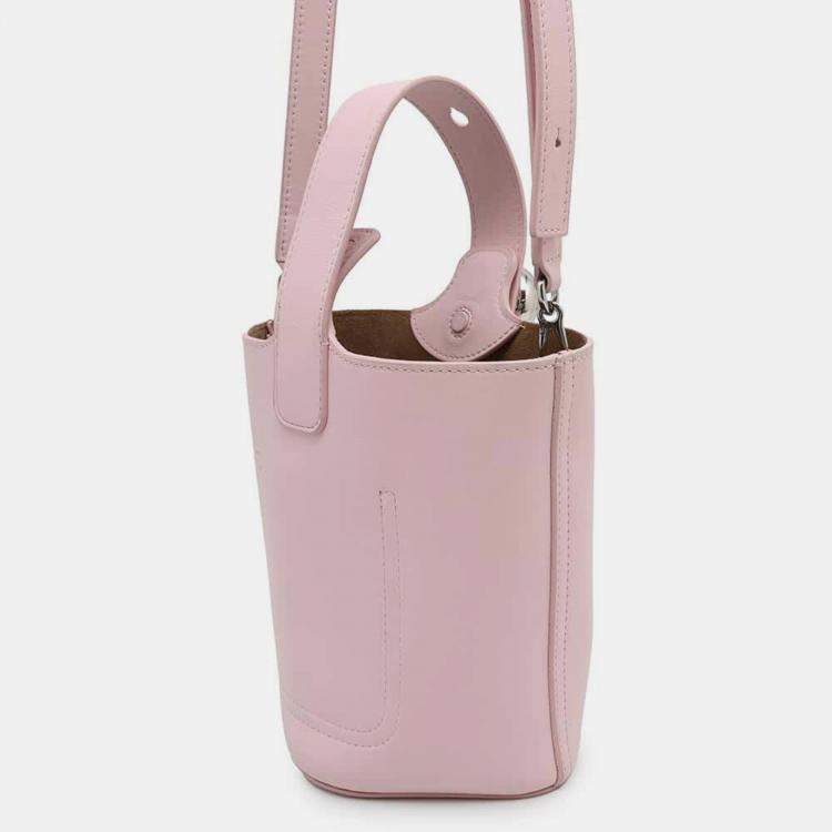 Pre Owned Loewe Pink Leather Size Mini Pebble Bucket Bag