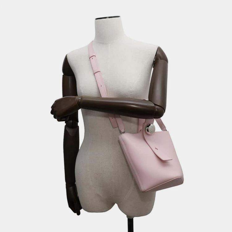 Pre Owned Loewe Pink Leather Size Mini Pebble Bucket Bag