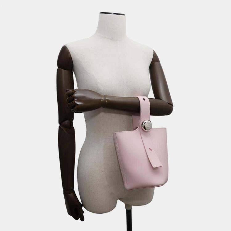 Pre Owned Loewe Pink Leather Size Mini Pebble Bucket Bag