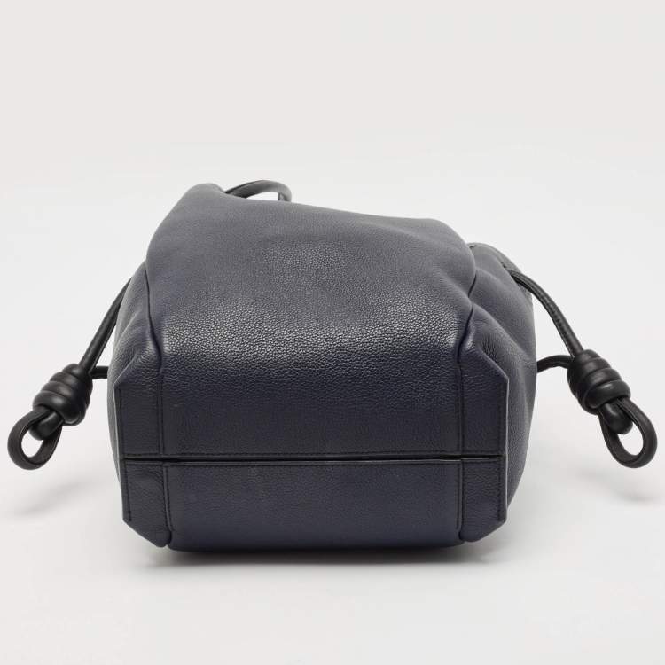 Pre Owned Loewe Midnight Blue/Black Leather Flamenco Knot Tote