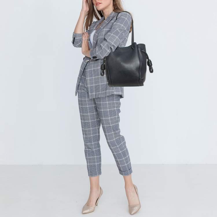 Pre Owned Loewe Midnight Blue/Black Leather Flamenco Knot Tote
