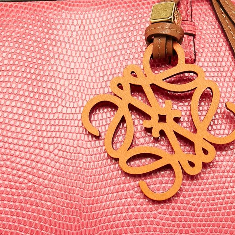 Pre Owned Loewe Pink Lizard Postal Frame Satchel