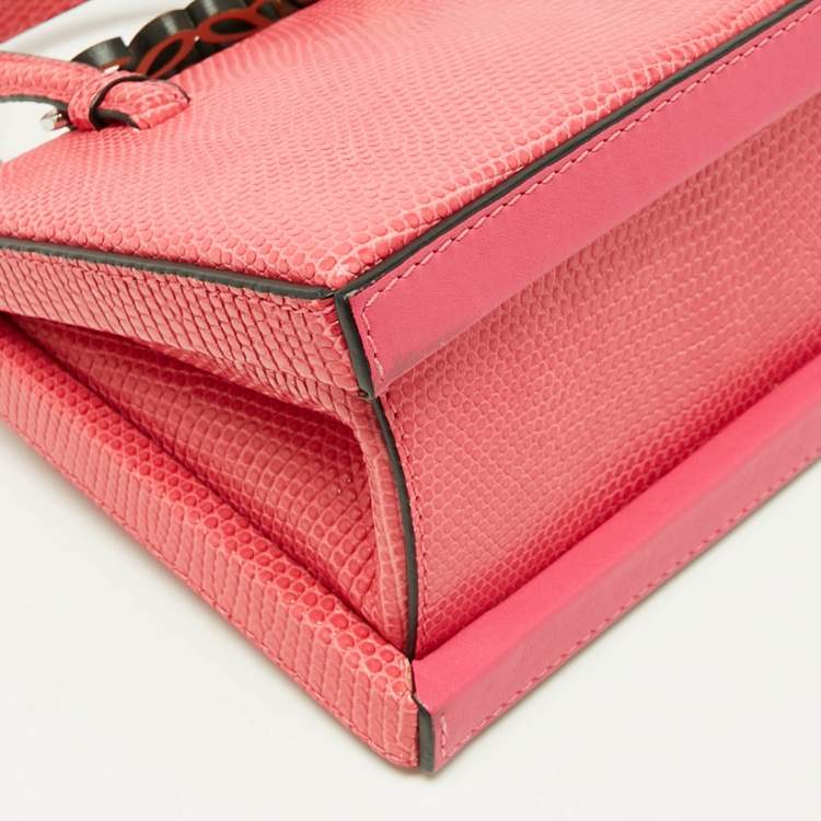 Pre Owned Loewe Pink Lizard Postal Frame Satchel