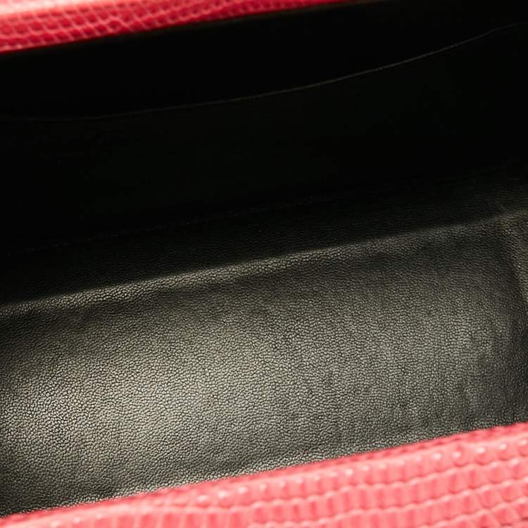 Pre Owned Loewe Pink Lizard Postal Frame Satchel