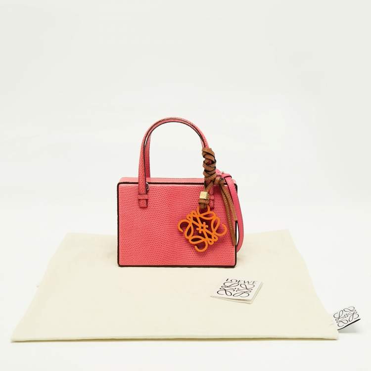 Pre Owned Loewe Pink Lizard Postal Frame Satchel