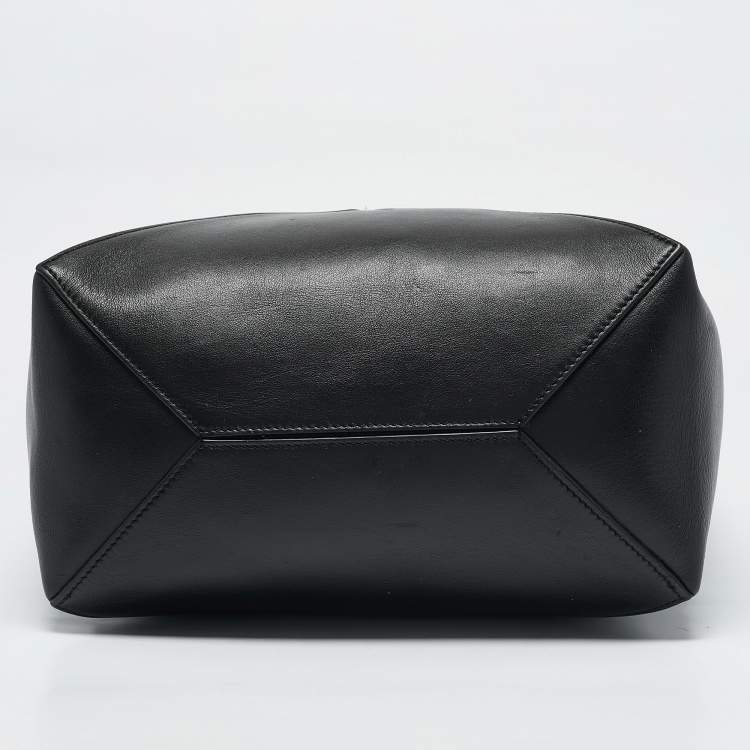 Pre Owned Loewe Black Leather Medium Puzzle Fold Convertible Tote