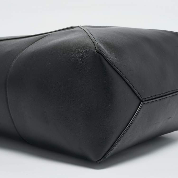 Pre Owned Loewe Black Leather Medium Puzzle Fold Convertible Tote