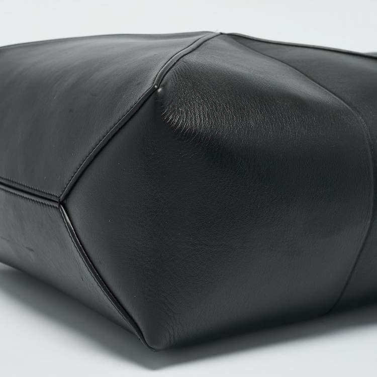 Pre Owned Loewe Black Leather Medium Puzzle Fold Convertible Tote