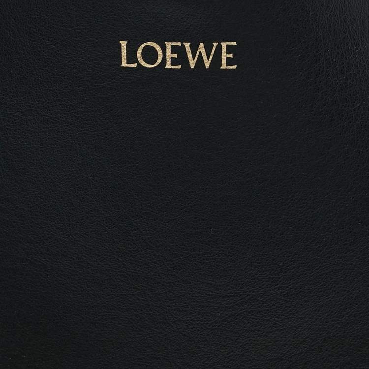 Pre Owned Loewe Black Leather Medium Puzzle Fold Convertible Tote