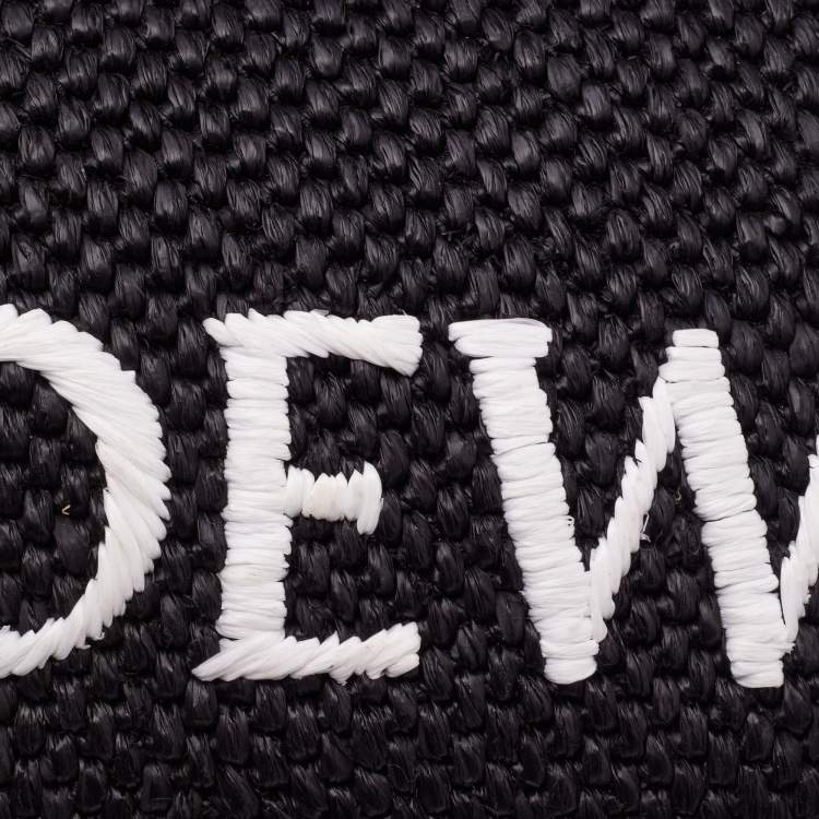 Pre Owned Loewe Black Raffia Small Font Tote 