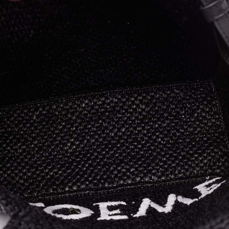 Pre Owned Loewe Black Raffia Small Font Tote 