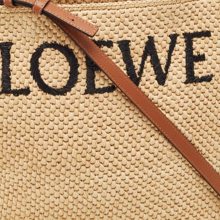 مملوكة مسبقًا Loewe Beige/Brown Raffia and Leather Standard A4 Tote