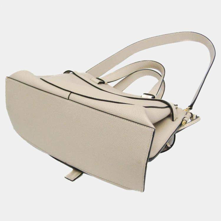 Pre Owned Loewe Light Beige Gate Leather Mini Top Handle Bag