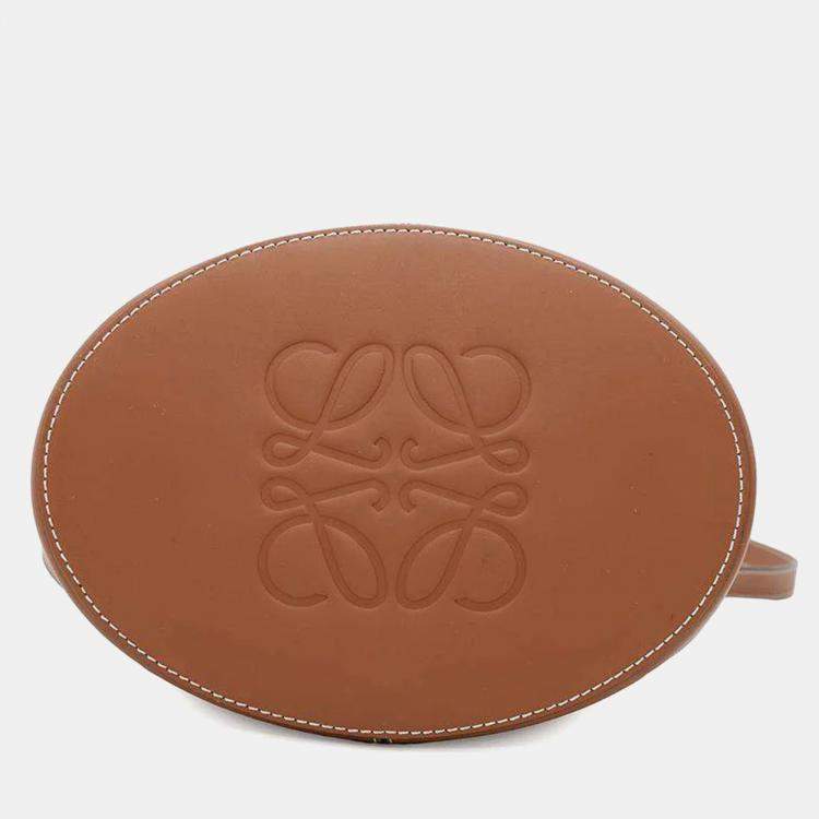 Pre Owned Loewe Blue Brown Canvas Leather Paula Balloon Bag