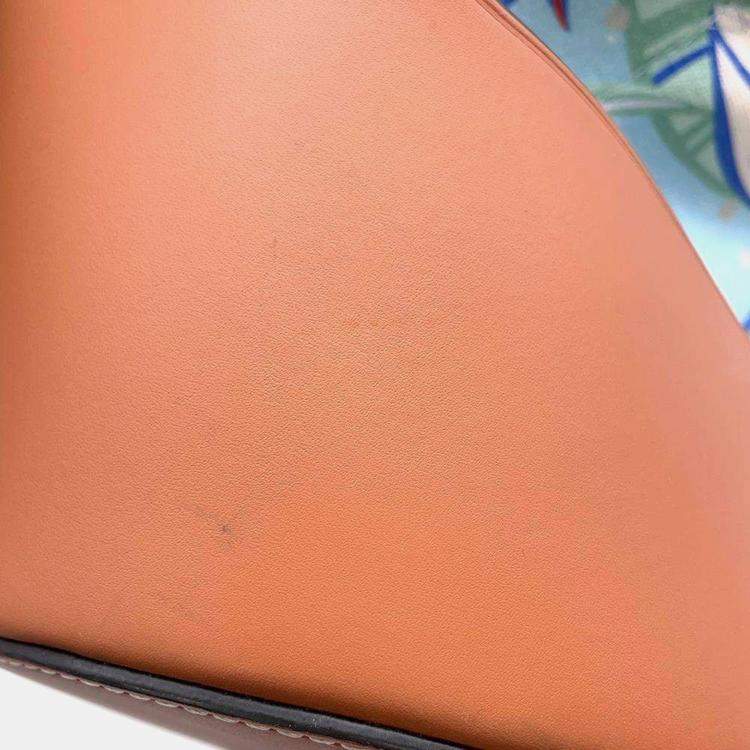 Pre Owned Loewe Blue Brown Canvas Leather Paula Balloon Bag