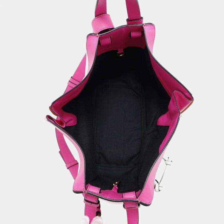 Pre Owned Loewe White Pink Leather Small Hammock Shoulder Bag 