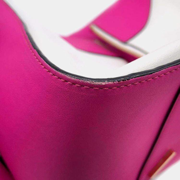 Pre Owned Loewe White Pink Leather Small Hammock Shoulder Bag 