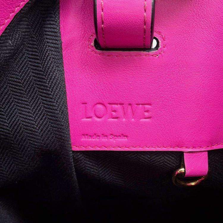 Pre Owned Loewe White Pink Leather Small Hammock Shoulder Bag 