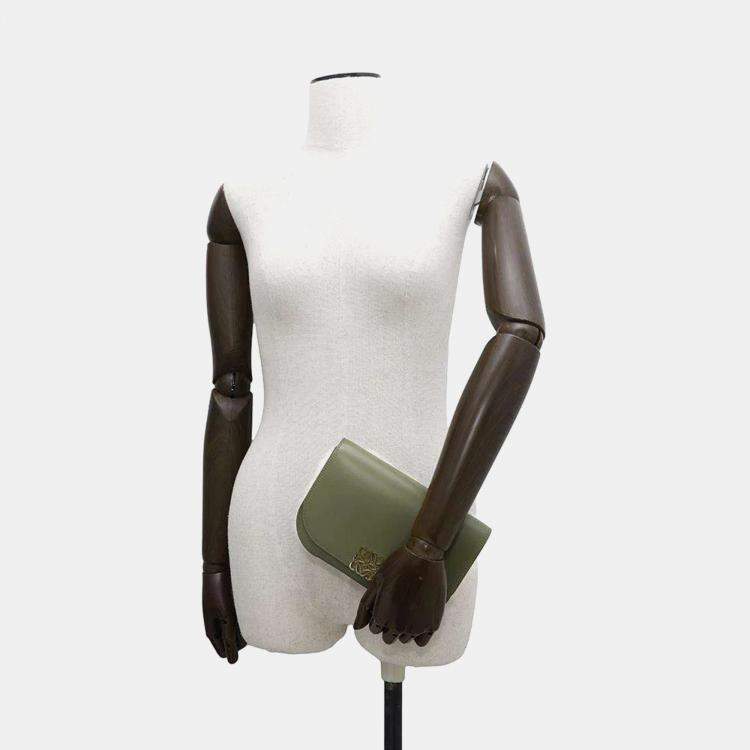 Pre Owned Loewe Green Leather Goya Accordion Shoulder Bag 