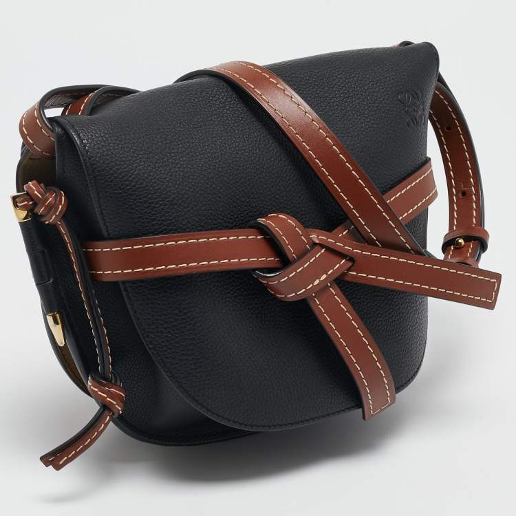 Pre Owned Loewe Black/Brown Leather Gate Shoulder Bag