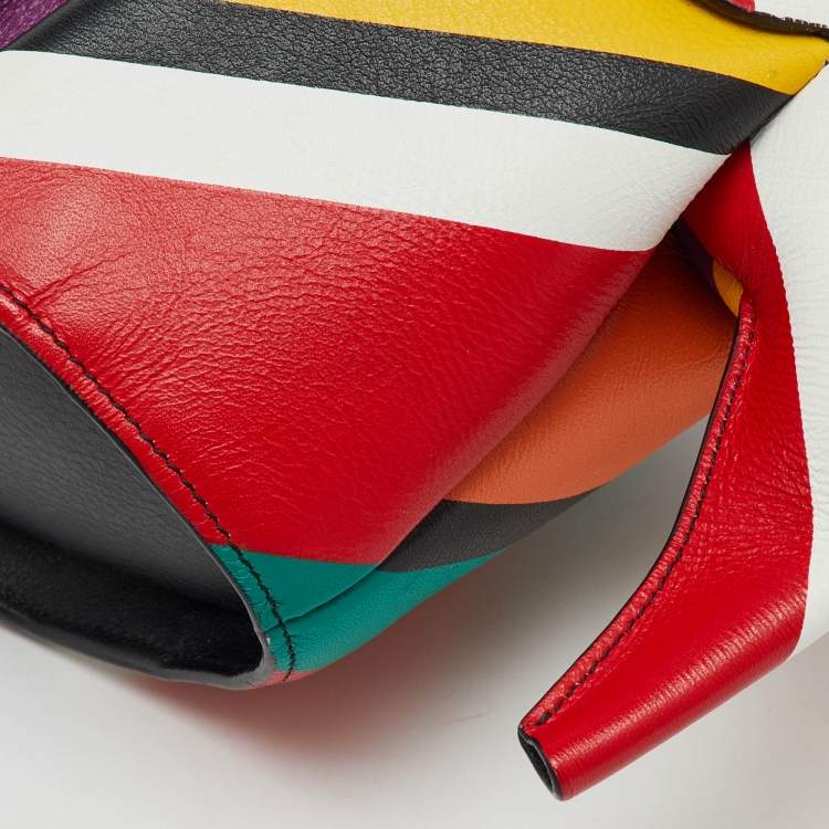 Pre Owned Loewe Multicolor Leather Mini Striped Elephant Crossbody Bag