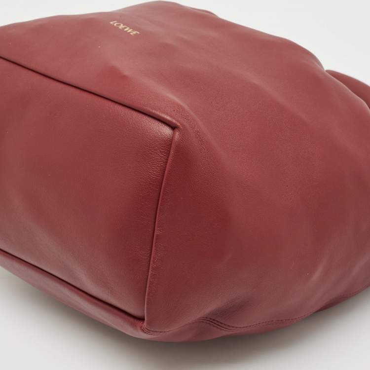 Pre Owned Loewe Burgundy Leather Medium Squeeze Shoulder Bag