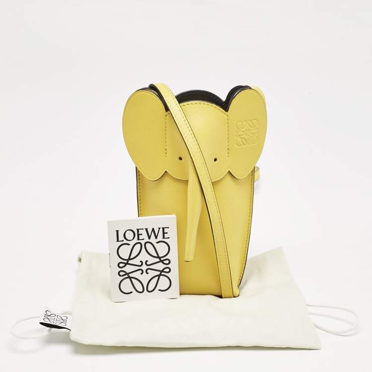 Pre Owned Loewe Yellow Leather Elephant Pocket Crossbody Bag