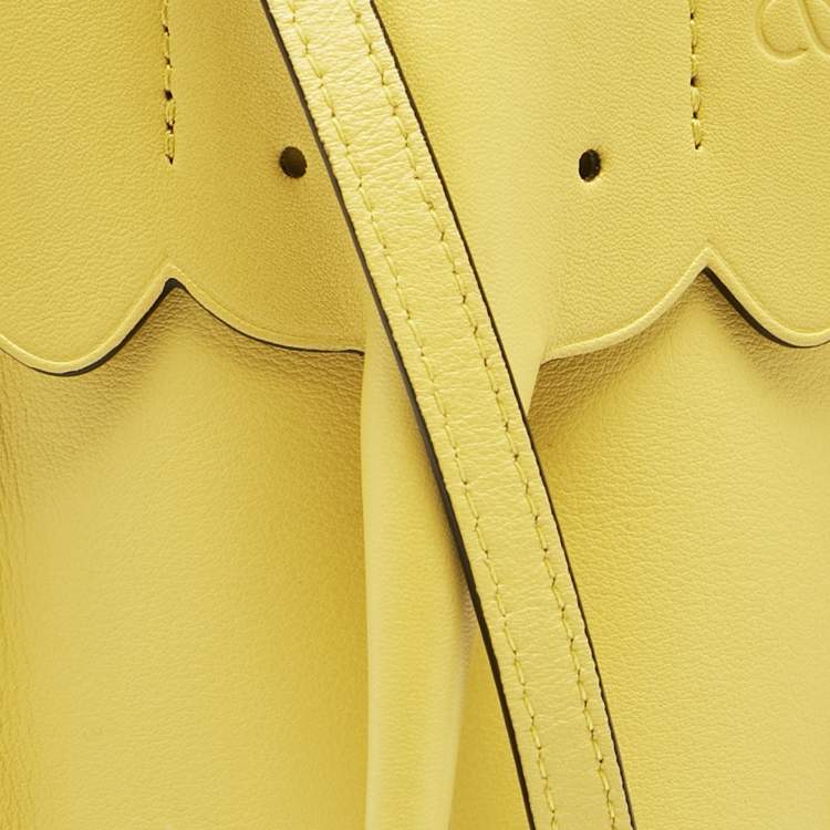 Pre Owned Loewe Yellow Leather Elephant Pocket Crossbody Bag