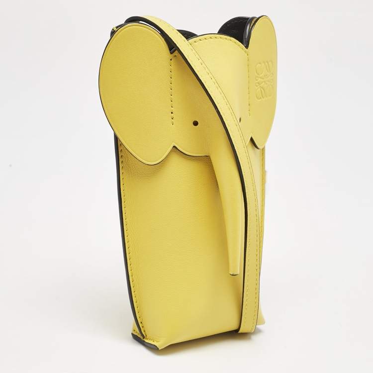 Pre Owned Loewe Yellow Leather Elephant Pocket Crossbody Bag
