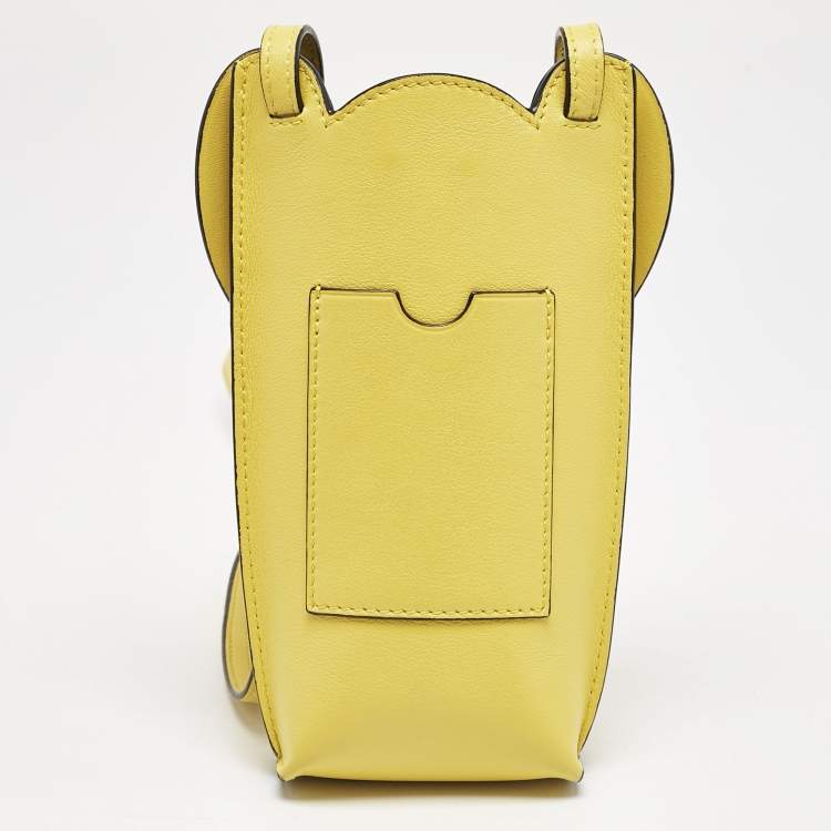 Pre Owned Loewe Yellow Leather Elephant Pocket Crossbody Bag