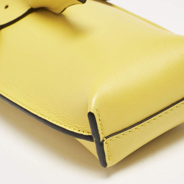 Pre Owned Loewe Yellow Leather Elephant Pocket Crossbody Bag