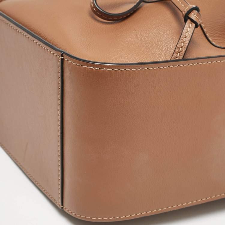 Pre Owned Loewe Brown Leather Mini Hammock Drawstring Bag