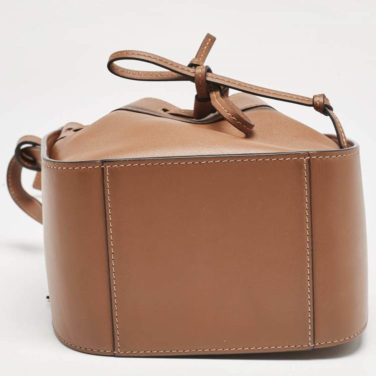 Pre Owned Loewe Brown Leather Mini Hammock Drawstring Bag