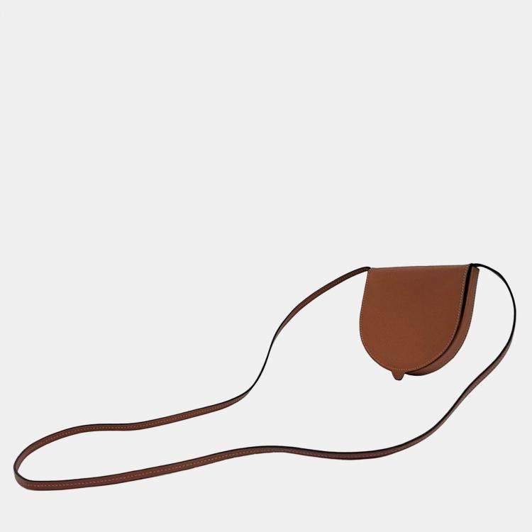 Pre Owned Loewe Brown Leather heel pouch mini crossbody bag