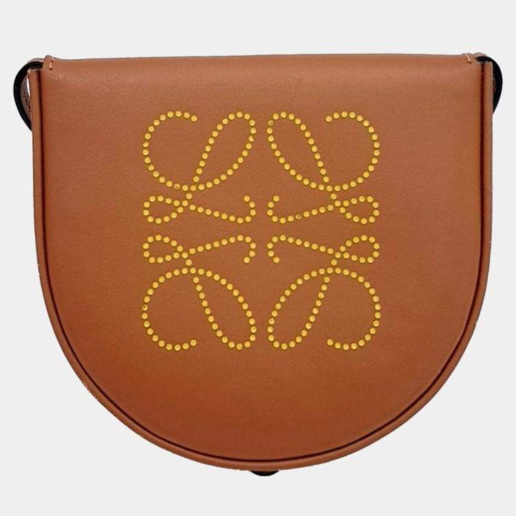 Pre Owned Loewe Brown Leather heel pouch mini crossbody bag