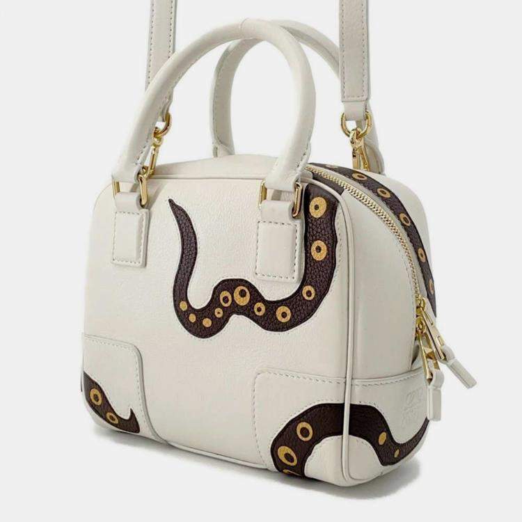Pre Owned Loewe Amazonas White/Brown Leather Size 16