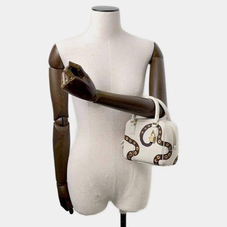 Pre Owned Loewe Amazonas White/Brown Leather Size 16