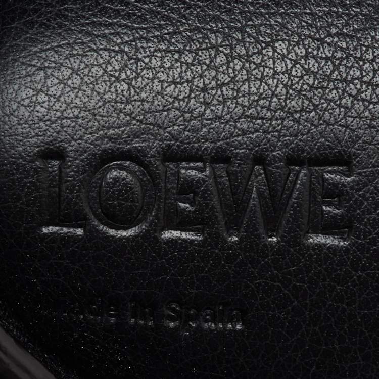 Pre Owned Loewe Black Leather Mini Striped Elephant Crossbody Bag