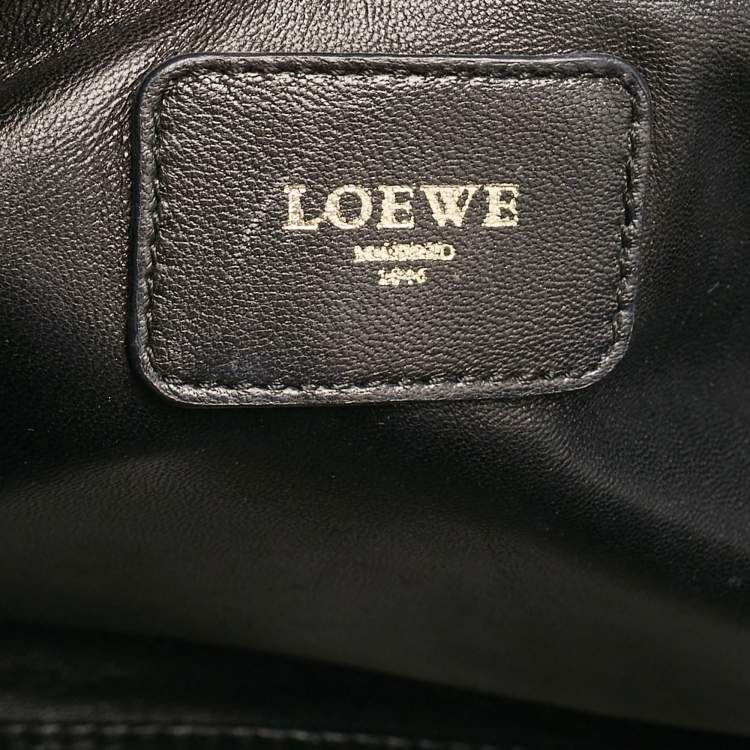 Pre Owned Loewe Black/Burgundy Leather Amazona 36 Satchel