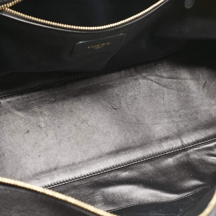 Pre Owned Loewe Black/Burgundy Leather Amazona 36 Satchel