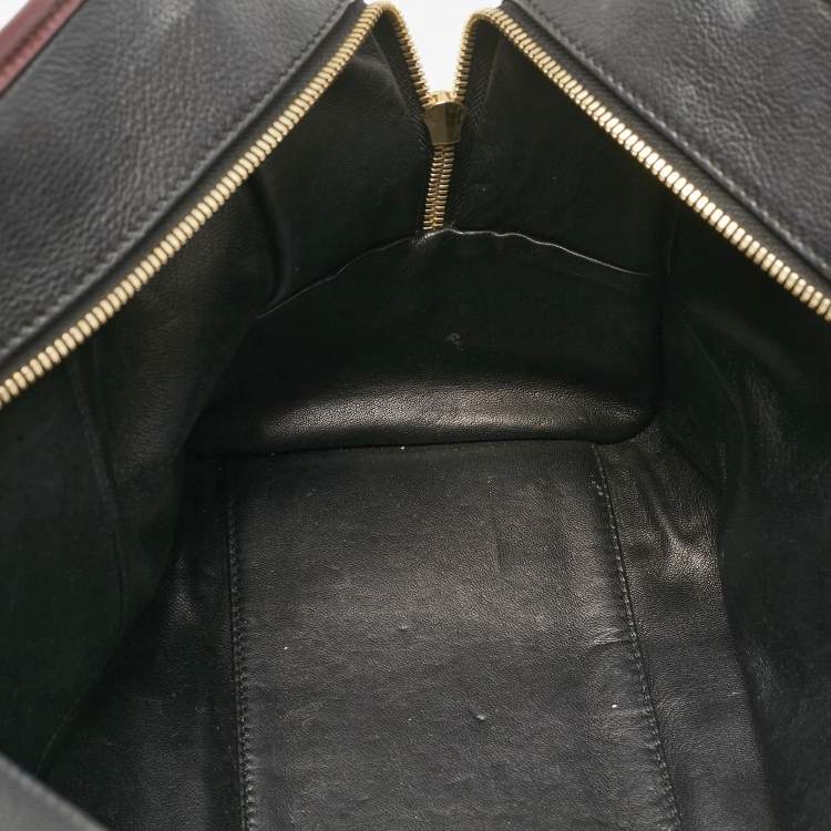 Pre Owned Loewe Black/Burgundy Leather Amazona 36 Satchel